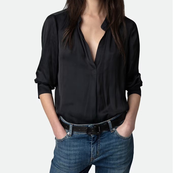 Zadig & Voltaire Black Blouse Top Tink Satin xs - Picture 1 of 10